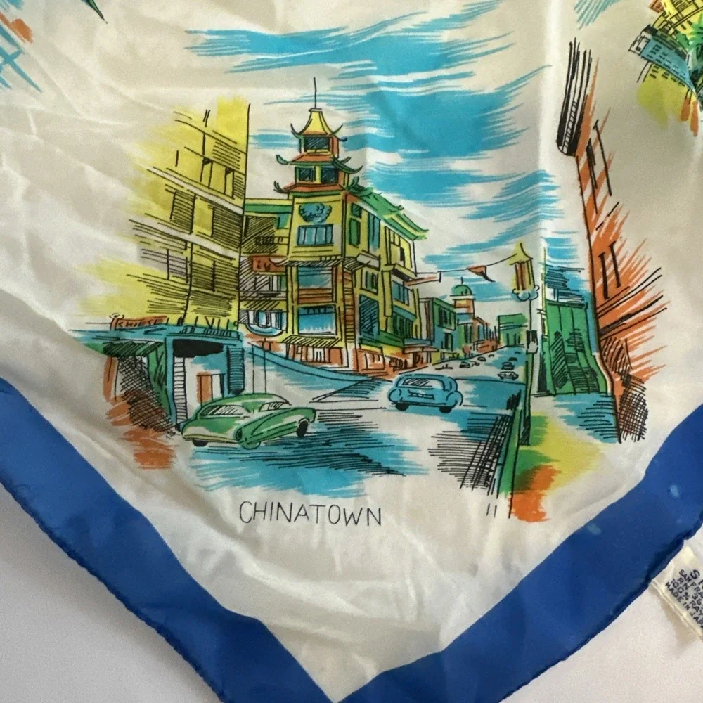 VTG San Francisco‎ Souvenir Scarf Cable Car Golden Gate Bridge Landmarks Travel